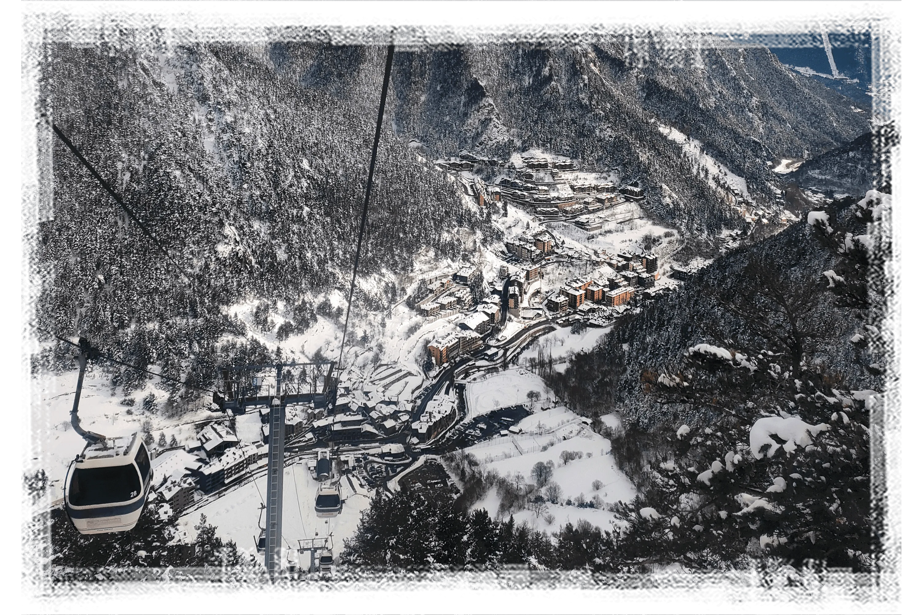 andorra gondola town landscape border